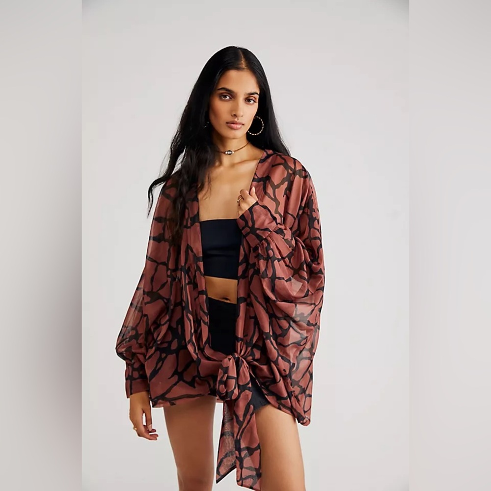 Free People Safari/Giraffe Print Kimono